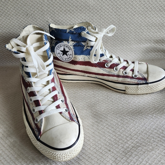 Converse All Star Chuck Taylor American Flag Stars Canvas Hi Top Size 8.5M 10.5W - Picture 1 of 11